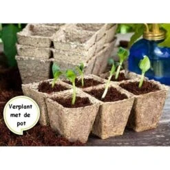 Vezelpotjes Vierkant Biologisch Afbreekbaar - 6 × 6 Cm - Set Van 24 Stuks -Tuinonderhoud Buiten Korting kokos potjes vierkant 6 cm 1519297688 1 600